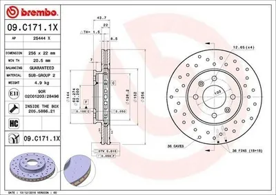 Zdjęcie produktu dla Tarcza hamulcowa BREMBO 09.C171.1X