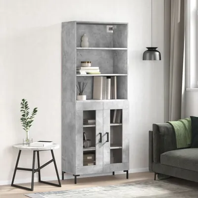 Produktbild von vidaXL Highboard Betongrau 69,5x34x180 cm Holzwerkstoff