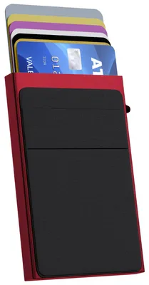 Productafbeelding van Nuvance Pasjeshouder Uitschuifbaar - Rfid Bescherming - Pasjeshouders voor Mannen en Vrouwen - Creditcardhouder - Rood/Zwart