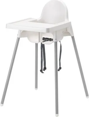 Zdjęcie produktu dla Krzesełko Do Karmienia Szare 90 X 56 X 62 Cm Tacka Pasy Bezpieczeństwa