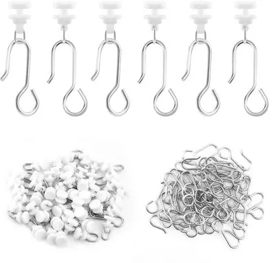 Image de Lot de 100 crochets pour rideaux de douche et de fenêtre