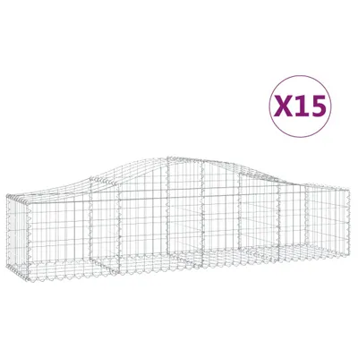 Produktbild von vidaXL Gabionen mit Hochbogen 15 Stk. 200x50x40/60 cm Verzinktes Eisen