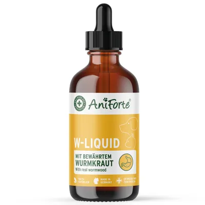 Produktbild von AniForte W-Liquid für Hunde, Katzen & Kleintiere 50 ml - 100 % natürliche Alternative, unterstützt die Darmabwehr & harmonisiert die Darmflora