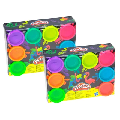 Produktbild von Play-Doh 2x 8er Pack bunte Knete Neon Farben Hasbro
