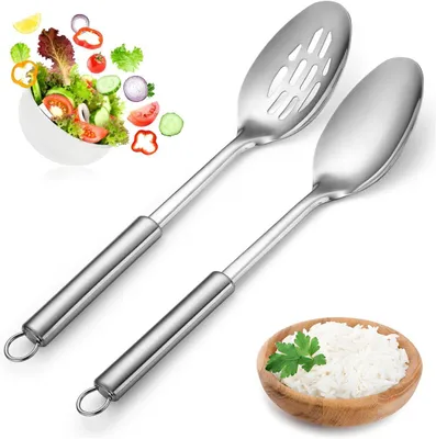 Produktbild von Salatlöffel Set 2-teilig, Edelstahl, Große Servierlöffel und Schöpflöffel, für Salate