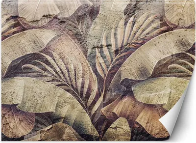 Produktbild von Vlies fototapete Palmenblätter Dschungel auf Betonimitation 300x210 cm Feeby Braun inkl. Kleber einfache Montage