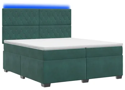 Productafbeelding van Boxspringbed met matras Donkergroen 200 x 200 cm Fluweel
