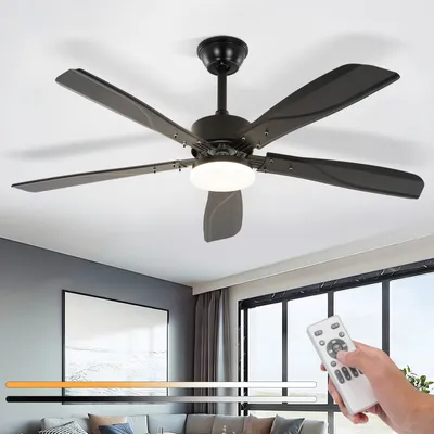 Zdjęcie produktu dla ZMH Wentylator sufitowy z oświetleniem Cicho ściemniana lampa sufitowa LED 23W z wentylatorem i pilotem 125CM Wentylatory sufitowe z oświetleniem 6-biegowy timer do sypialni Kuchnia Pokój dzienny
