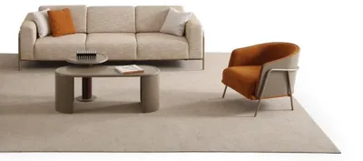 Produktbild von Beiges Wohnzimmer-Set Luxus 3-Sitzer Stoffsessel Couchtisch - 3tlg.