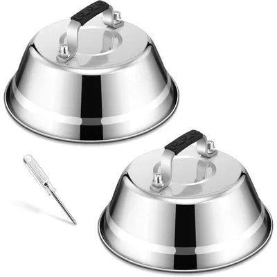Obrázek produktu pro Dvě kusy nerezových zvonků s gumovou rukojetí, tavidlové zvonky pro gril a teppanyaki, rozměry 16,8 x 6 cm