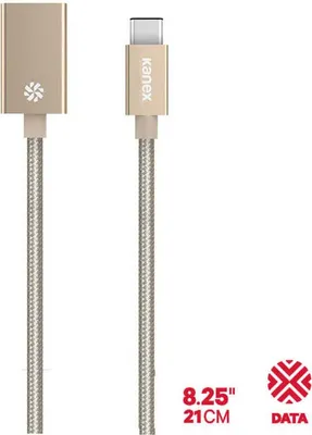 Produktbild von Kanex USB-C - USB-A 21cm, 0,21 m, USB C, USB A, USB 3.2 Gen 1 (3.1 Gen 1), Männlich/Weiblich, Gold