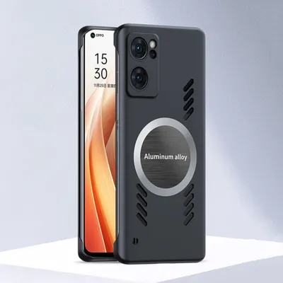Produktbild von Oppo Reno7 5G Hülle, Frameless PC Matt Kühlabdeckung Loch Wärmeableitung Schutzhülle für Oppo Reno7 5G Schwarz