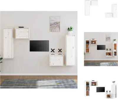 Produktbild von vidaXL TV-Schränke 4 Stk. Weiß Massivholz Kiefer -  TV-Möbel