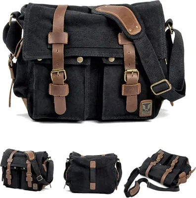 Zdjęcie produktu dla Torba MĘSKA LISTONOSZKA Vintage Retro MIEJSKA  DUŻA Czarno-Brązowa