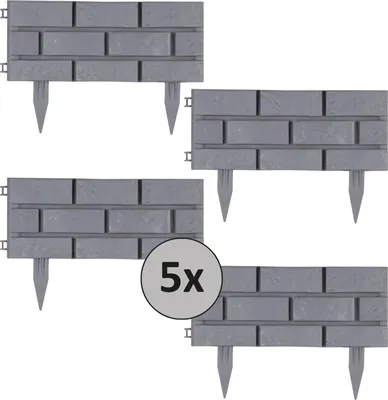 Multiple garden edging pieces with a brick pattern.