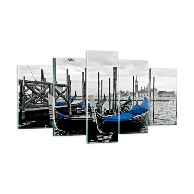 Produktbild von Bilder auf glas - Venedig Gondel Leuchtturm - 160x85cm - Glasbilder - Wandbilder - Kunstdruck - zum Aufhängen bereit - Wanddekoration aus Glas - Glas Bilder - Wandbild auf Glas - GEA160x85-0446