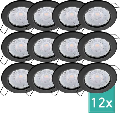 Produktbild von 12er Set Oktaplex Einbaustrahler inkl. LED Modul 3.000K warmweiß - Deckenspots Schwarz