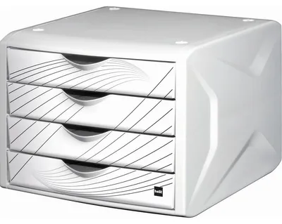 Image de helit Box à tiroirs Chameleon, 4 tiroirs,Reproduction white queen en polypropylène incassable, couleur du boîtier : blanc, - 1 pièce (H6129505)