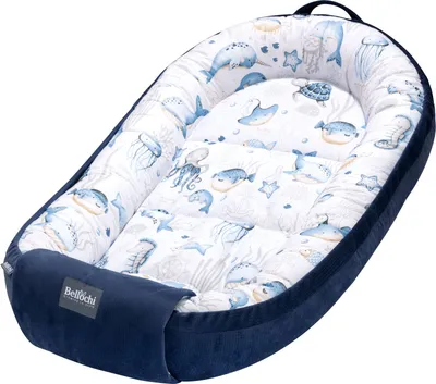 Produktbild von Bellochi Velvet Babynest Babynestchen Neugeborene - Handmade - Baumwolle und Samt -   - Baby Kuschelnest - 90x60x12cm - Verne