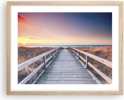 Produktbild von Gerahmtes Poster - Rahmen in heller Eiche - Weg Meer Brücke - 50x40 cm - Wand Bild - Wanddeko - Wandbilder - Kunstposter - Wandposter - Bilderrahmen - Bilder - Kunstdruck - P2NAA50x40-4948