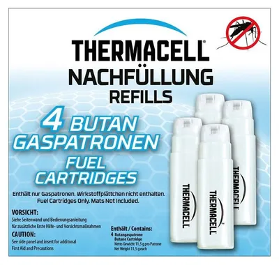 Produktbild von Thermacell Butangaspatronen C-4, 4er Pack, 48 Stunden Nachfüllpackung, 12h pro Patrone, ohne Wirkstoffplättchen