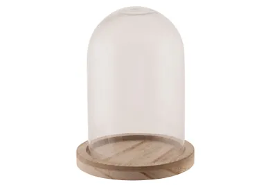 Zdjęcie produktu dla Szklany dzwonek dekoracja drewniany talerz dekoracja stołu mini dzwonek serowy 13cm