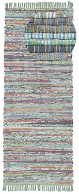 Produktbild von carpetfine Flachgewebeteppich Kelim Chindi Läufer Grün 75x240 cm | Moderner Teppich für Wohn- und Schlafzimmer
