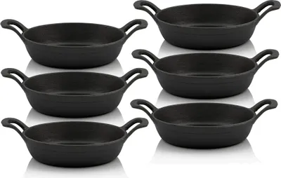 Obrázek produktu pro Sada litinových pánví BBQ-Toro, 6 kusů, Ø 20 cm, kulatá, litinová pánev, pánev na smažení