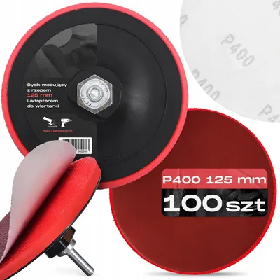 Produktbild von TRCR Schleifscheiben-Set 125mm P400 Klett mit Bohreradapter