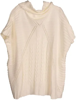 Produktbild von styleBREAKER Damen Strick Poncho mit Zopfmuster, Ärmel und Schalkragen 08010054