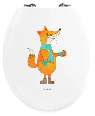 Produktbild von Mr. & Mrs. Panda Klodeckel Fuchs Keks - Weiß - Geschenk, Winter, WC Sitz, Klo-Deckel, Brille, Frieren, Weihnachtlich, Plätzchen, Kekse, klo deckel, WC-Sitz