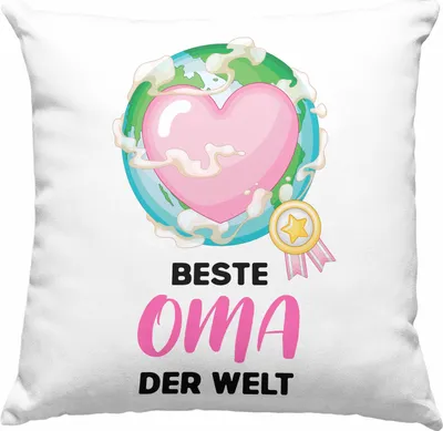 Produktbild von Trendation - Beste Oma Der Welt Geschenk Deko-Kissen mit Füllung 40x40  Deko-Kissen mit Füllung 40x40 Spruch Lustig von Enkel zum Geburtstag Weihnachten  (Grau)