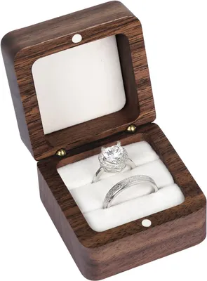Produktbild von Ringbox aus Holz – Ringbox – Geschenkbox – Hochzeit – Heiratsantrag – Schmuckkästchen – Hochzeit – Ohrringbox – Walnussholz – Ringbox – Weiß