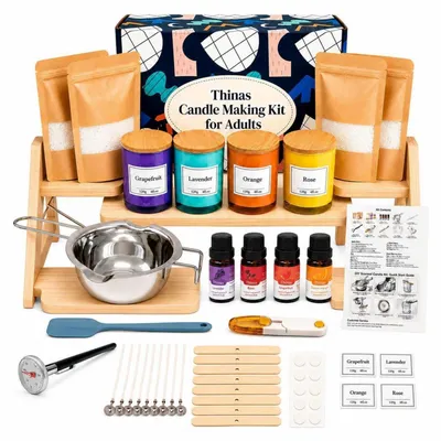 Produktbild von Kerzen Selber Machen Set mit Sojawachs, 4 Gläsern & Duftölen