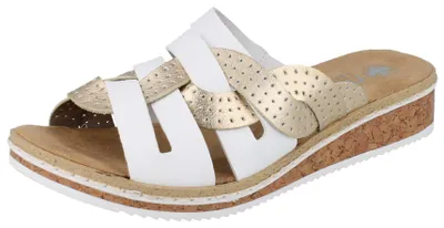 Produktbild von RIEKER Damen Pantolette weiß gold Kunstleder - Größe: 41