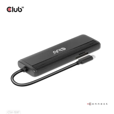 Obrázek produktu pro CLUB3D CSV-1597, Dokovací, USB 3.2 Gen 1 (3.1 Gen 1) Type-C, 100 W, 10,100,1000 Mbit/s, Černá, MicroSD (TransFlash), SD