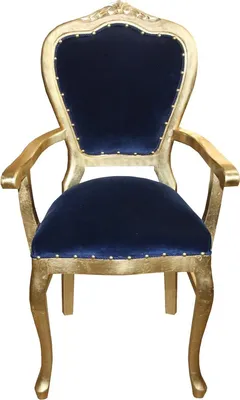 Produktbild von Casa Padrino Barock Luxus Stuhl mit Armlehnen Royalblau/Gold