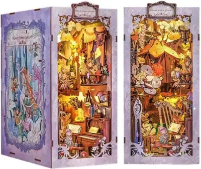 Produktbild von Habarri | DIY Book Nook - Konzert der Waldblumen - Puzzle 3D - Miniatur Haus Kit mit Möbeln und LED-Licht - Buch Ecke Kit