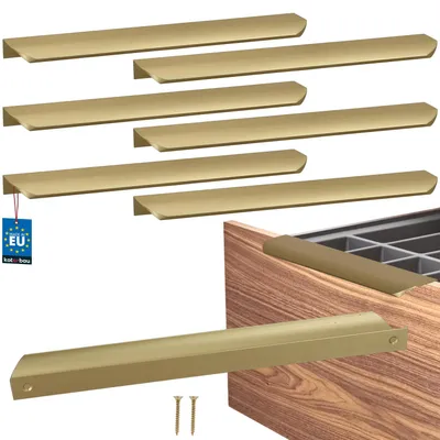 Image de KOTARBAU® Lot de 6 poignées de meuble pour armoires, 276 mm, doré mat (ZnAl), à visser par l'arrière, poignées de chant, poignées de tiroir, cuisine moderne