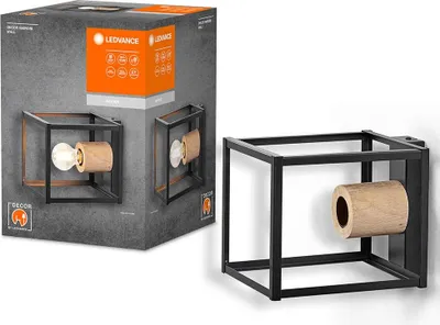 Produktbild von Ledvance Wandleuchte Deckenlampe Decor Nairobi Wall Schwarz/Holz max. 15W E27