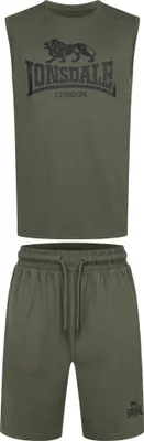 Obrázok produktu pre Pánsky set trička a šortiek bez rukávov regular fit ALLANTON Olive/Black S Lonsdale