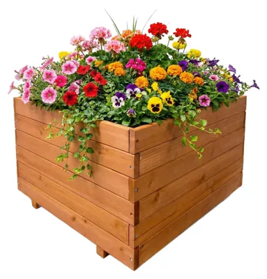 Produktbild von IvoQ Pflanzkasten aus Holz für Draußen - Quadratisch 60x60x45 cm - Massives -Fichtenholz - Wetterfester Blumenkasten Garten & Terrasse