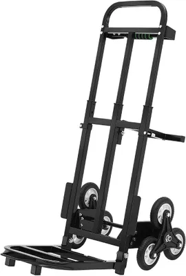 Immagine prodotto di Carrello pieghevole per scale, ideale per il trasporto di carichi su scale | Carrello per scale con maniglia regolabile in altezza e cinghia di fissaggio, adatto per scale, magazzini e traslochi, con una capacità di carico di 210 kg