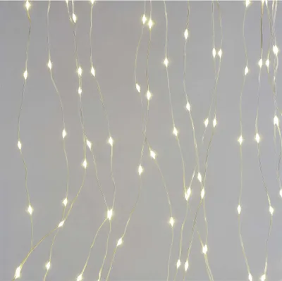 LED vánoční drop řetěz – záclona, 1,7x1,5 m, venkovní i vnitřní, teplá bílá, programy