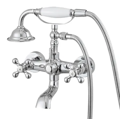 Produktbild von VEVOR Freistehender Badewannenarmatur, Wandmontierte Badewannenarmaturen mit Handbrause, Vintage Matt Schwarz Freistehender Badewannenfüller Armatur Duschset mit verstellbaren Schwenkarmen & 360° drehbarem Auslauf für Badewannen, Chrom