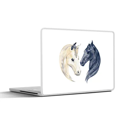 Produktbild von MuchoWow® Laptop Aufkleber Sticker Cover Pferde - Aquarell - Weiß - Mädchen - Kinder - Mädchen 40x30 cm - Laptop Dekoration - Selbstklebend