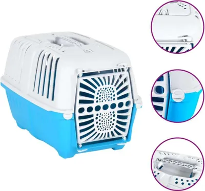Immagine prodotto di The Living Store Cassetta di trasporto per animali domestici Bianco Blu 48x31,5x33 cm Polipropilene