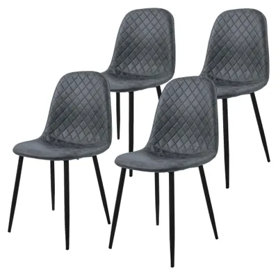 Immagine prodotto di ML-Design set di 4 sedie per sala da pranzo, antracite, sedia da cucina in Pelle finta, sedia da soggiorno con schienale, sedia imbottita per tavolo da pranzo con gambe in metallo