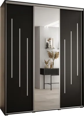 Produktbild von MEBLE KRYSPOL Davos 9 Schrank, drei Türen - 235,2x200x60 cm - Schwarz Schwarz Silber