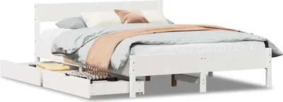 Produktbild von vidaXL Massivholzbett ohne Matratze Weiß 140x190 cm Kiefernholz